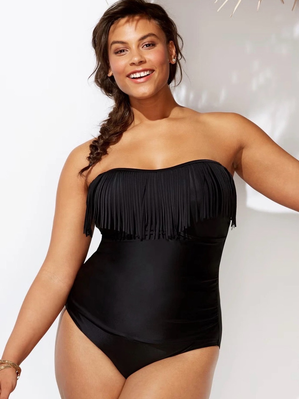 Swimsuits For All NWT Black Fringe One-Piece, 20